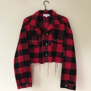 Red Crop Flannel Large